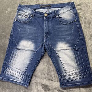 American Breed Men's‎ Blue Denim Dark Wash Moto Jean Shorts Size 34